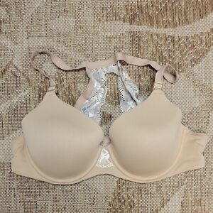 Soma Embraceable Racerback Beige Lace Accent Bra